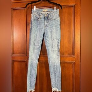 Madewell Women’s Light Denim Size 24 9” High Rise Skinny Distressed Hem Lknw Mus